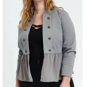 Torrid Gray Peplum Military Jacket